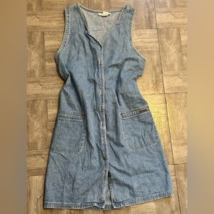 New York & Company Sleeveless Denim Button-Front Dress - Light Blue